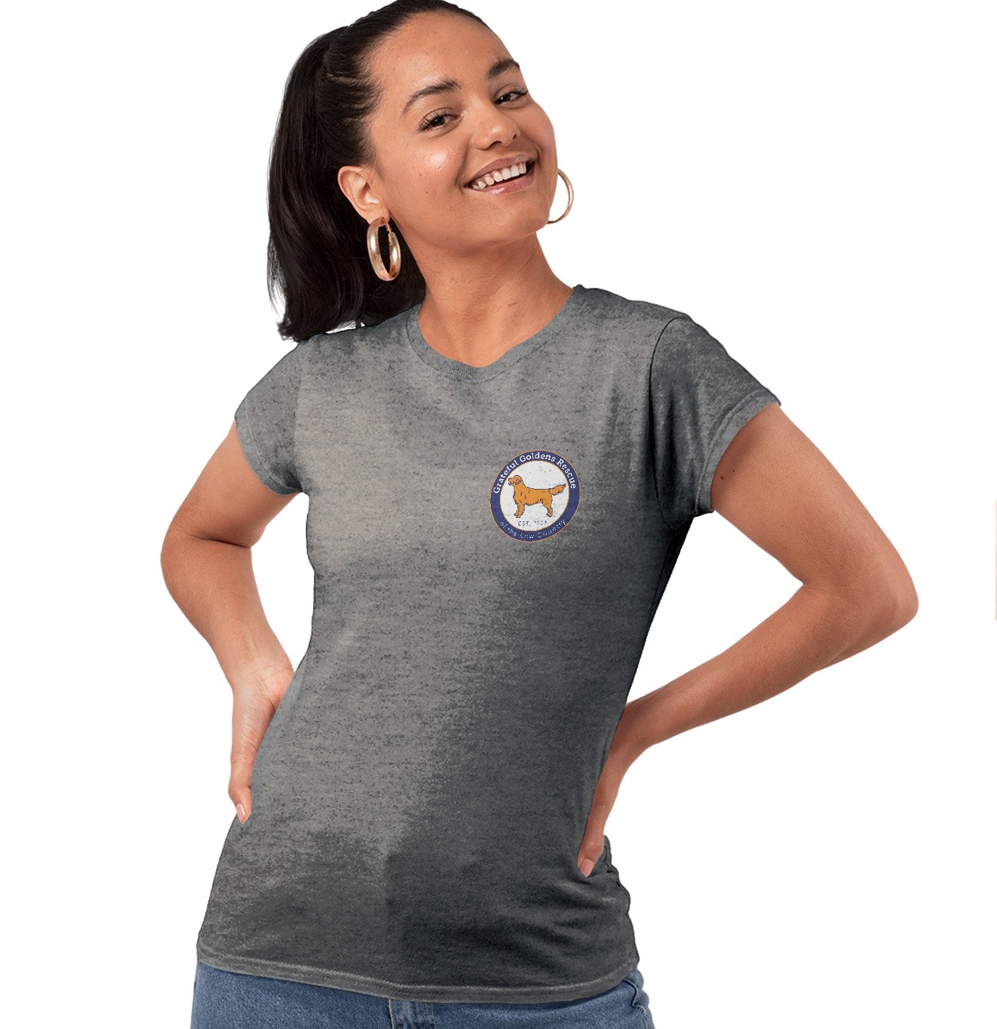 Grateful Golden Rescue Logo Left Chest - Women's Tri-Blend T-Shirt