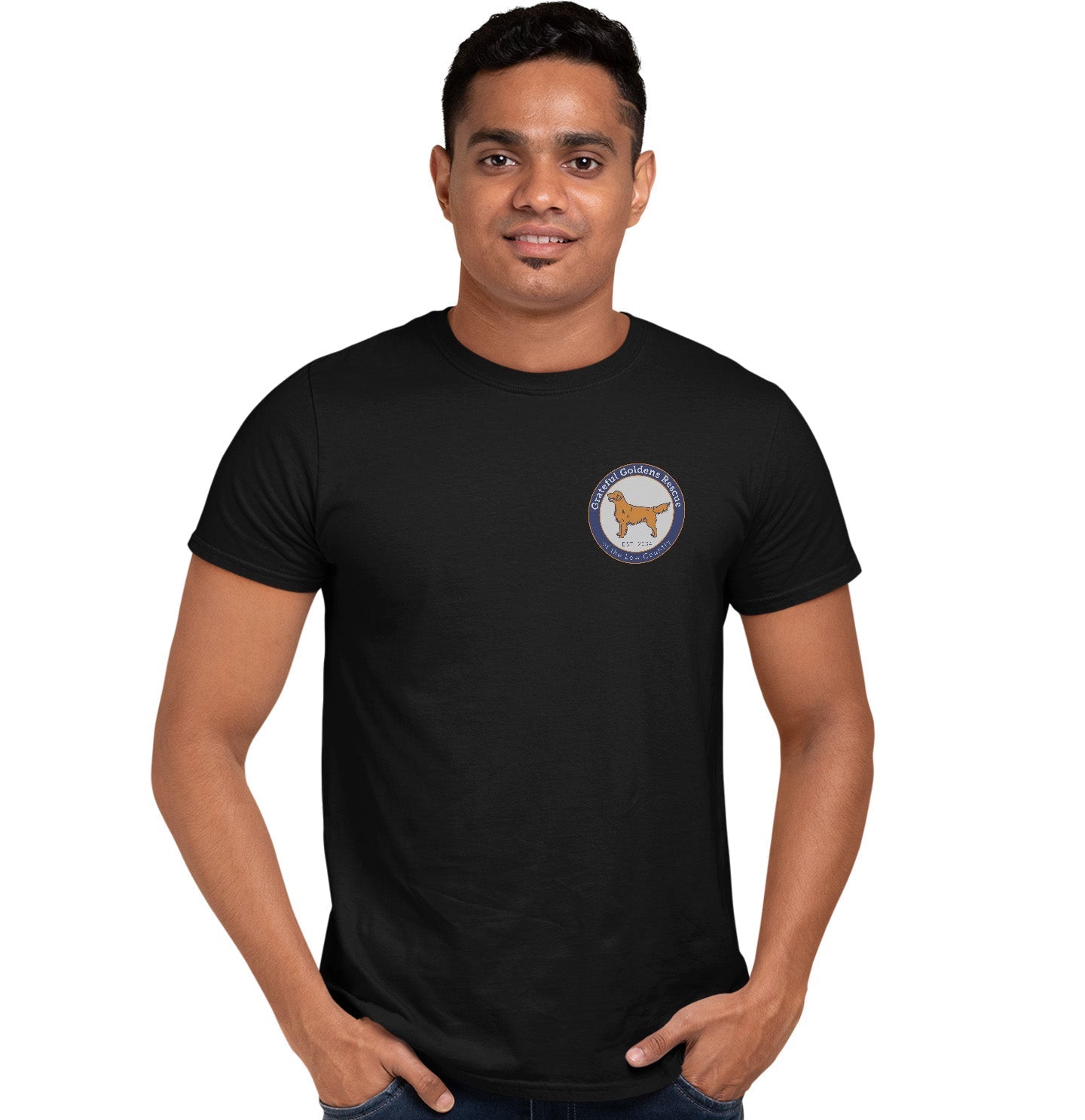 Grateful Golden Rescue Logo Left Chest - Adult Unisex T-Shirt