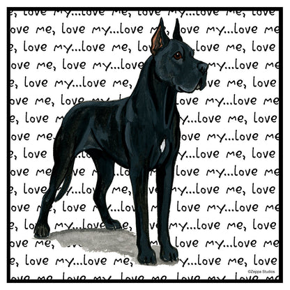 Great Dane (Cropped Ears) Love Text - Women's V-Neck Long Sleeve T-Shirt