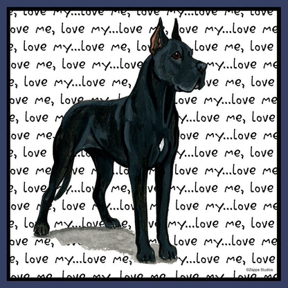 Great Dane (Cropped Ears) Love Text - Adult Unisex Crewneck Sweatshirt