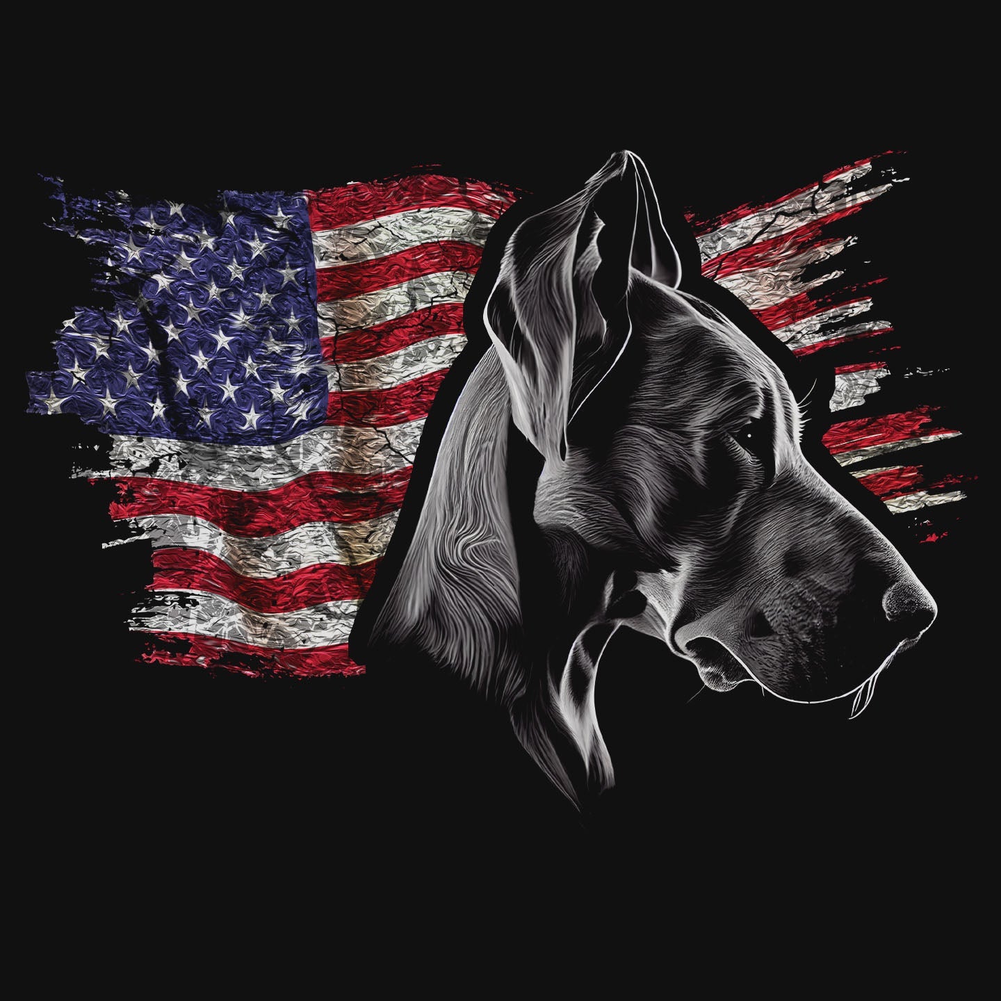 Patriotic Great Dane American Flag - Women's V-Neck T-Shirt