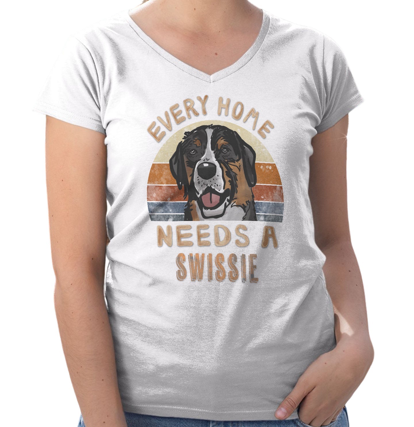 Every Home Needs a Greater Swiss Mountain Dog - Women's V-Neck T-Shirt