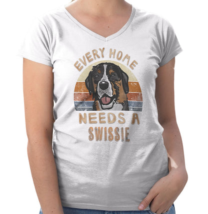 Every Home Needs a Greater Swiss Mountain Dog - Women's V-Neck T-Shirt
