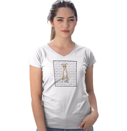 Greyhound Puppy Love Text - Women's V-Neck T-Shirt