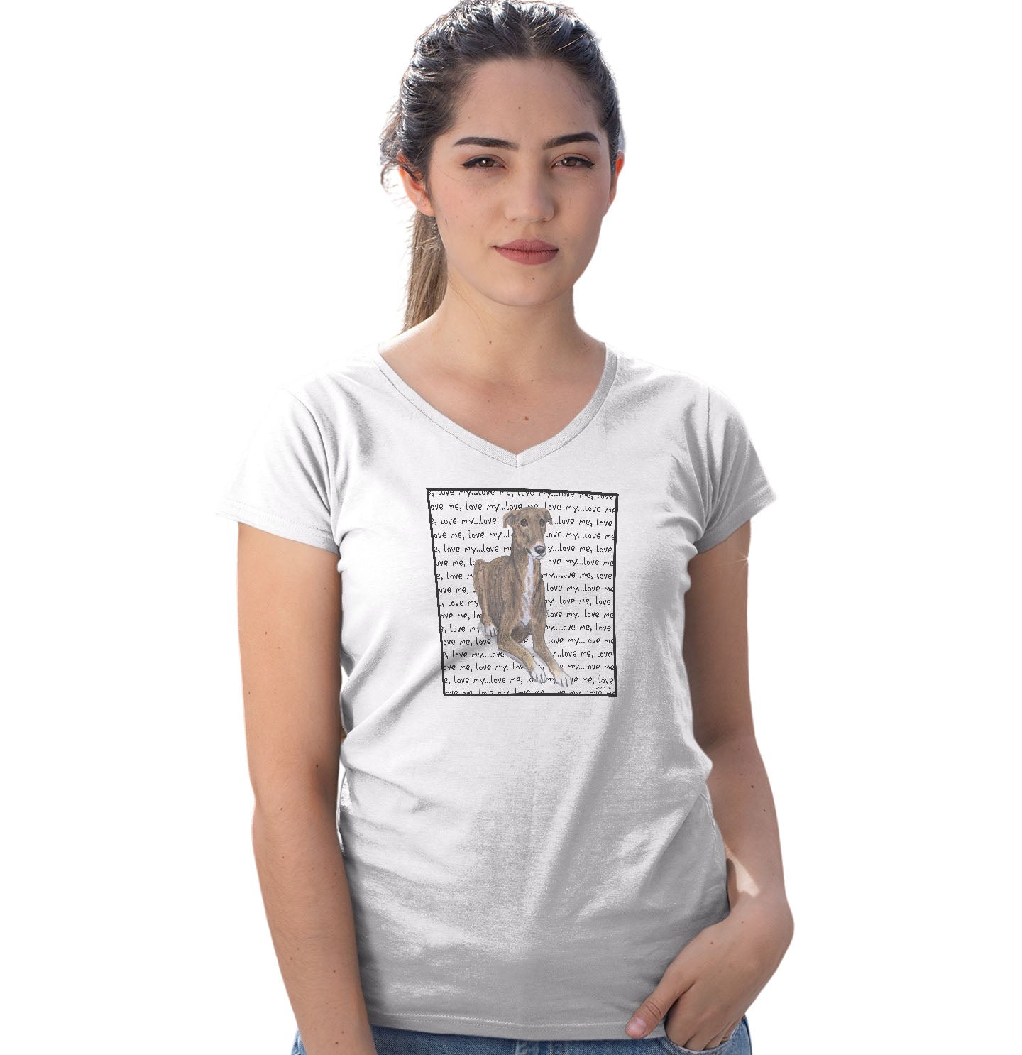 Greyhound Love Text - Women's V-Neck T-Shirt