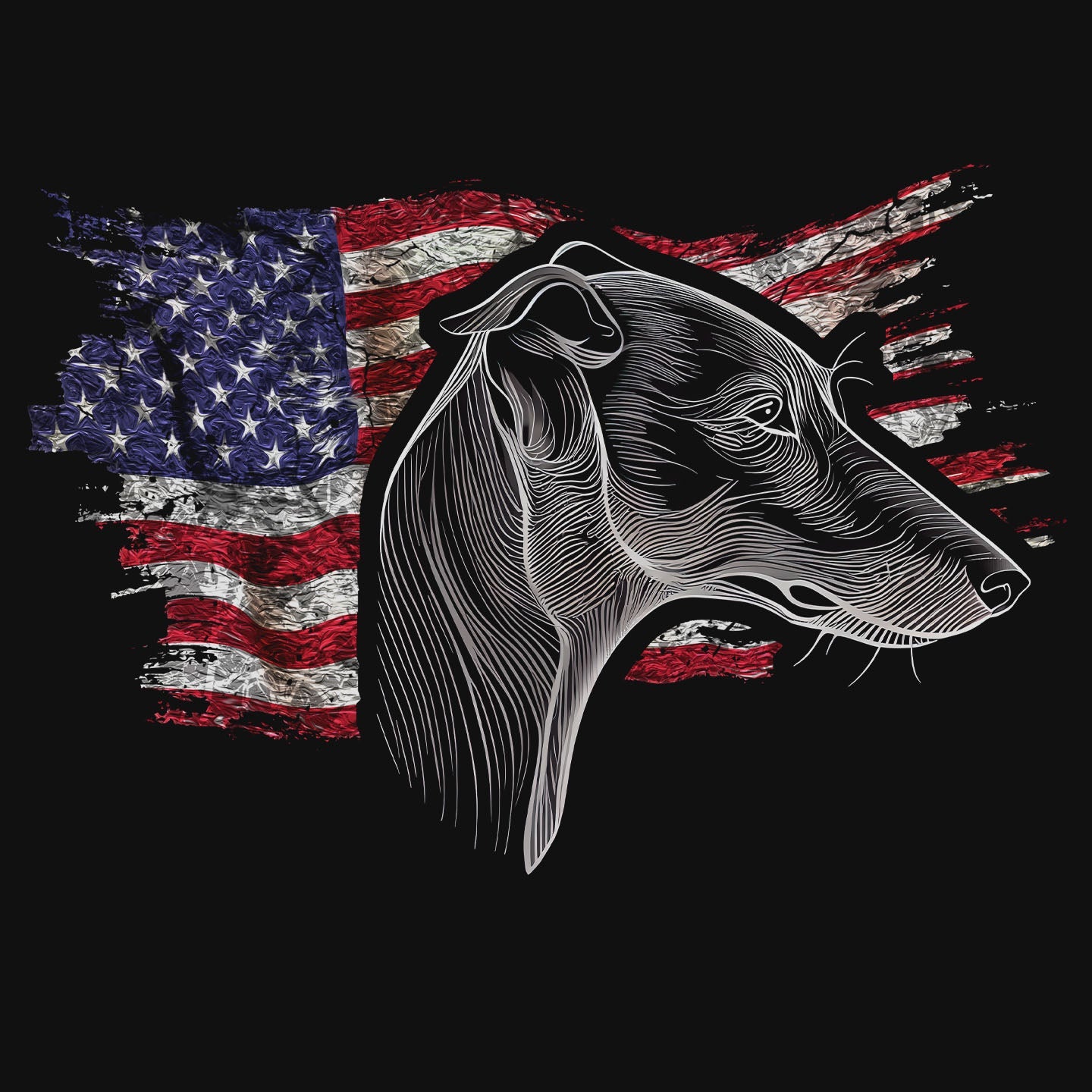 Patriotic Greyhound American Flag - Adult Unisex T-Shirt