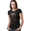 Grizzly Bear on Black - Women's Fitted T-Shirt - Animal Tee