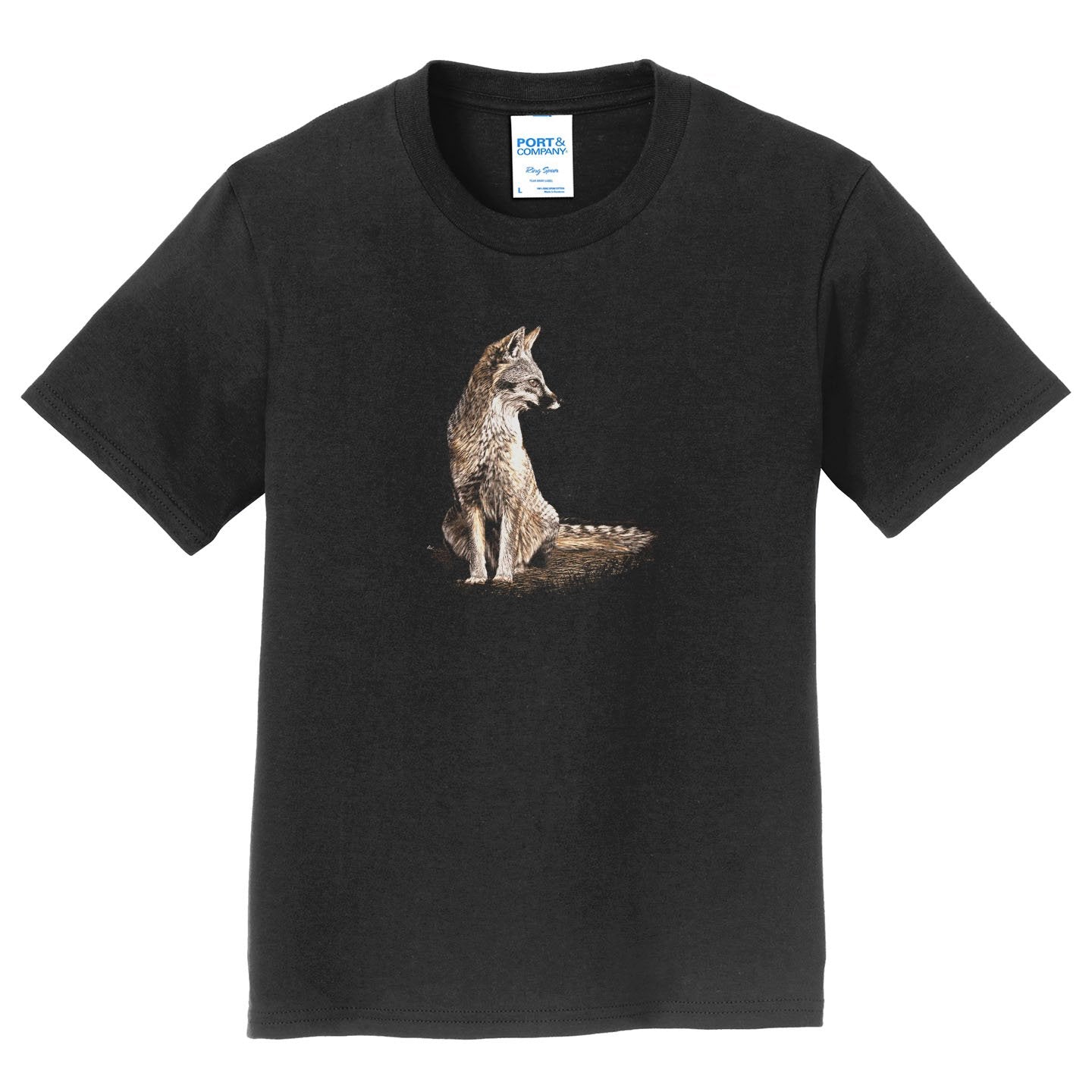 Gray Fox on Black - Kids' Unisex T-Shirt