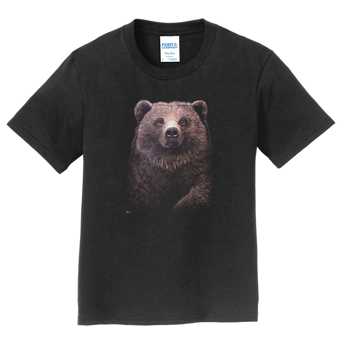 Grizzly Bear on Black - Kids' Unisex T-Shirt