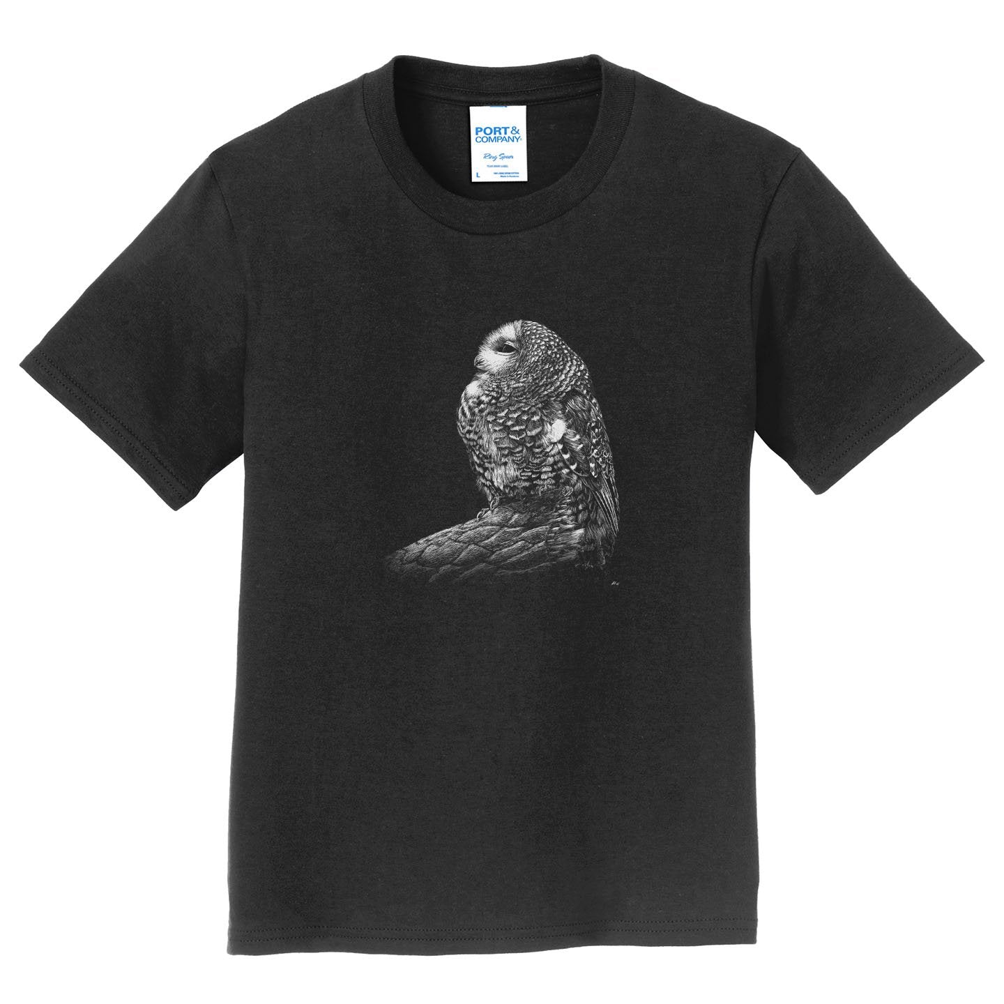 Spotted Owl on Black - Kids' Unisex T-Shirt