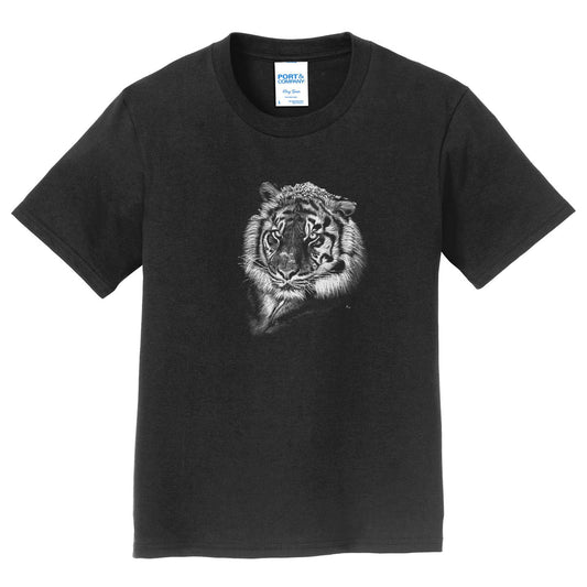 Tiger with Snow on Black - Kids' Unisex T-Shirt