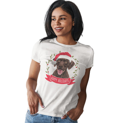 Happy Holidays Chocolate Lab - Women's Fitted T-Shirt