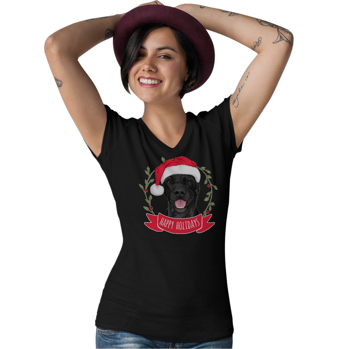 Happy Holidays Lab - Women's V-Neck T-Shirt