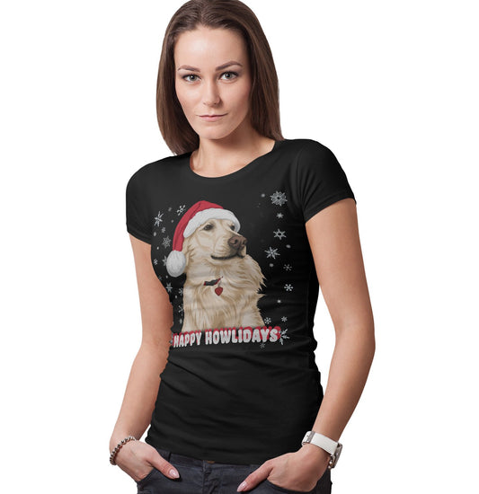 Happy Howlidays Santa Golden - Women's Fitted T-Shirt - Animal Tee