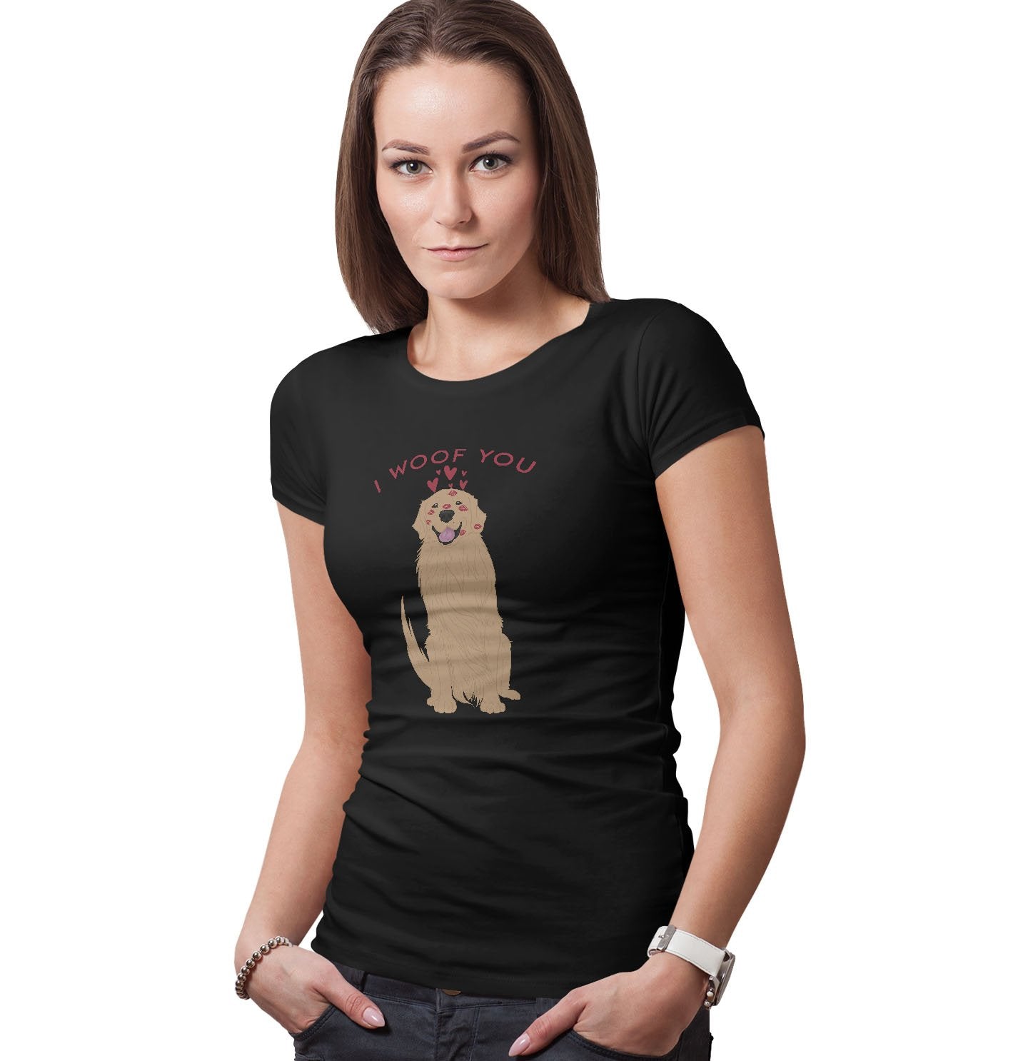 Golden Retriever I Woof You - Women's Fitted T-Shirt