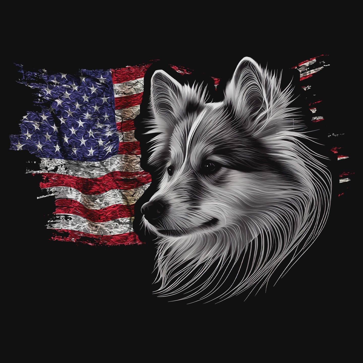 Patriotic Icelandic Sheepdog American Flag - Adult Unisex T-Shirt
