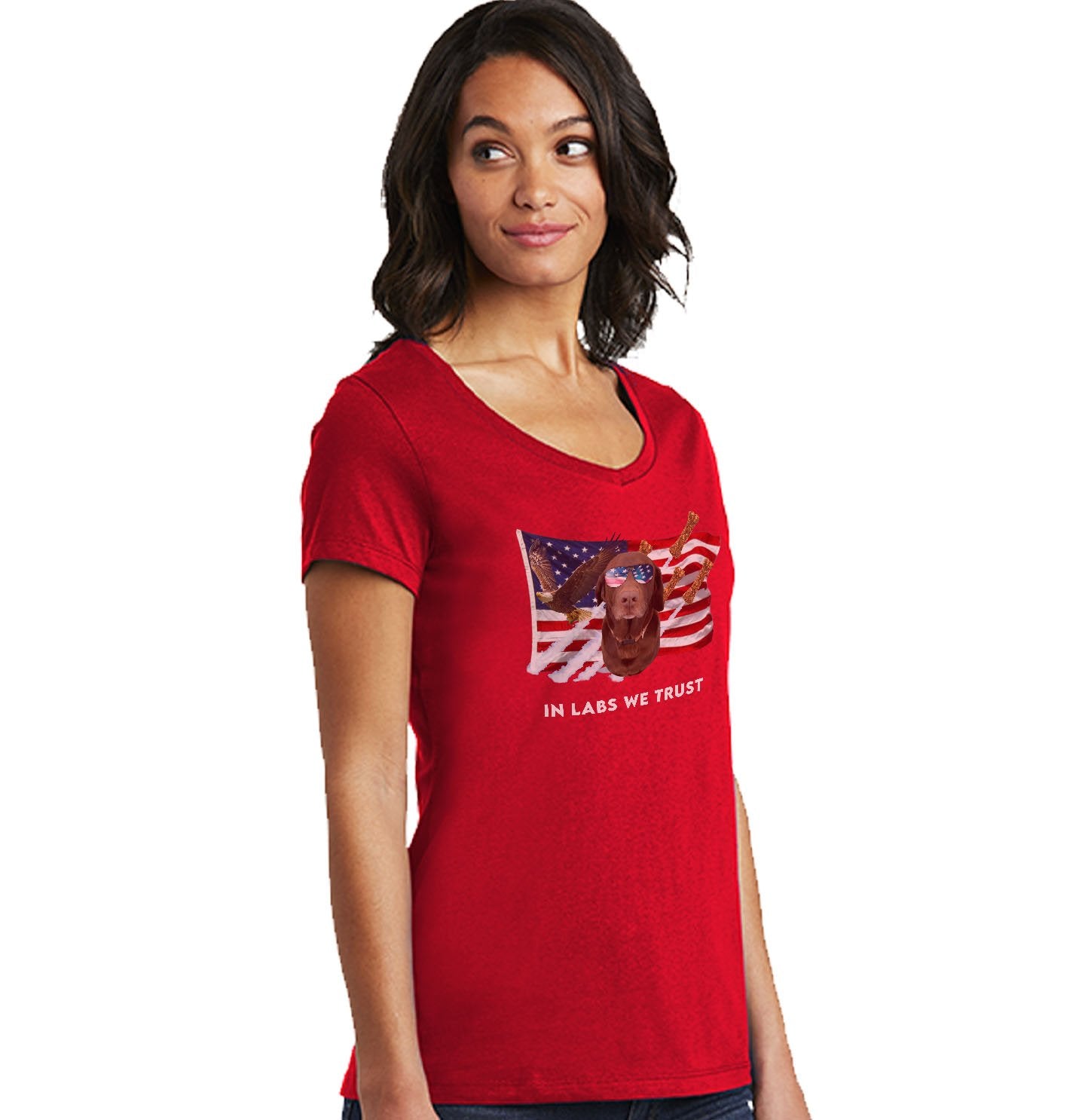 In Lab we Trust Chocolate - Women's V-Neck T-Shirt