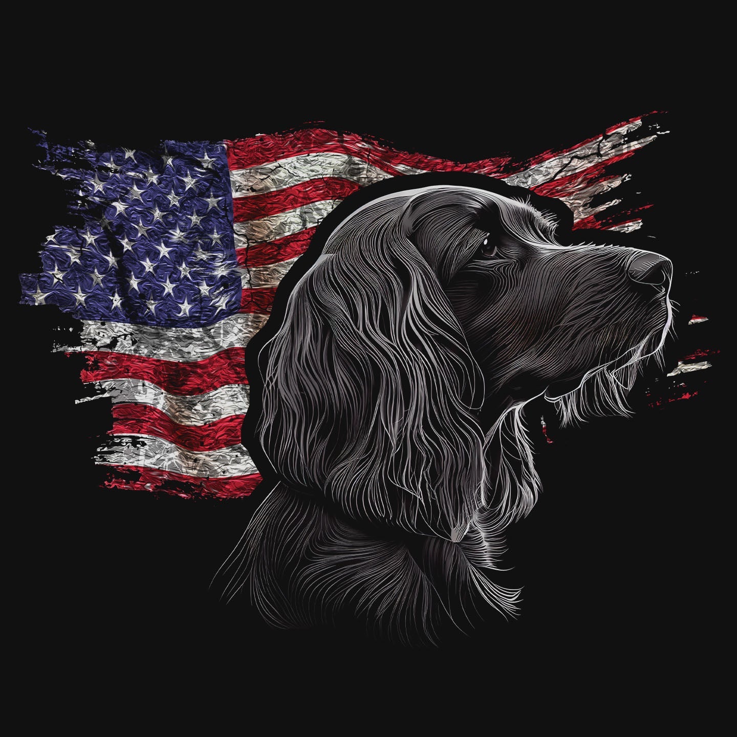Patriotic Irish Red and White Setter American Flag - Adult Unisex T-Shirt