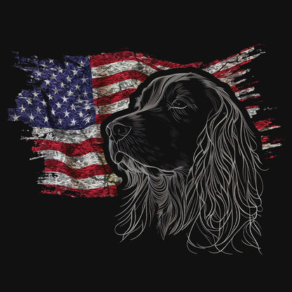 Patriotic Irish Water Spaniel American Flag - Adult Unisex T-Shirt