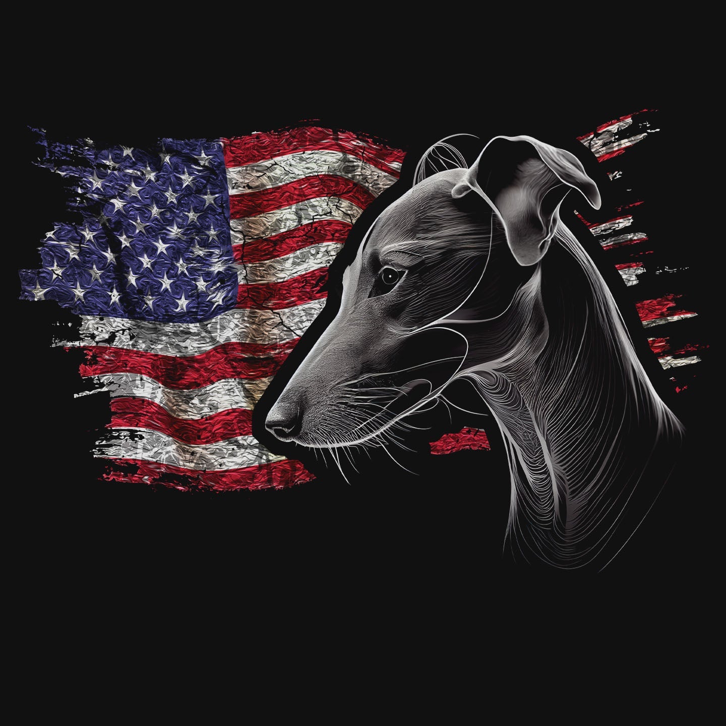 Patriotic Italian Greyhound American Flag - Adult Unisex T-Shirt