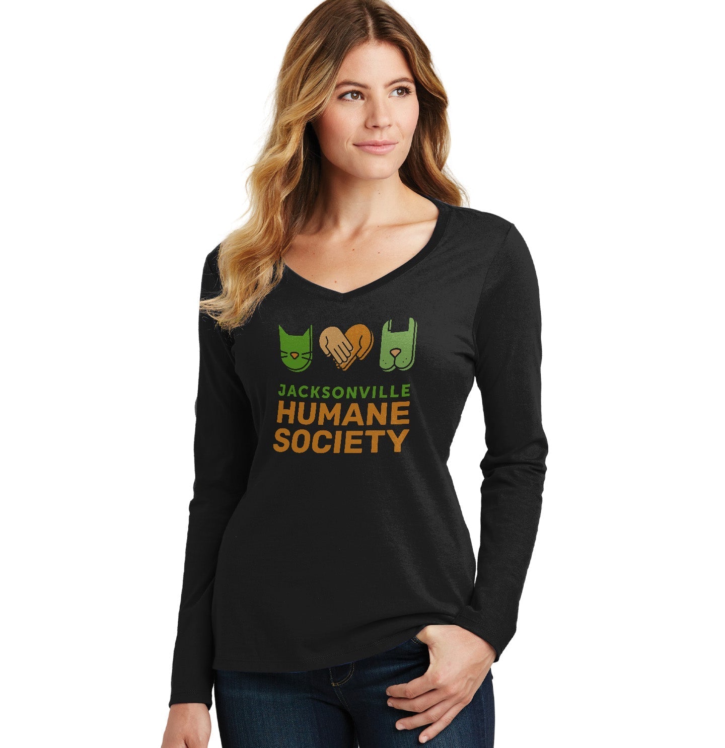 JHS Logo - Women's V-Neck Long Sleeve T-Shirt