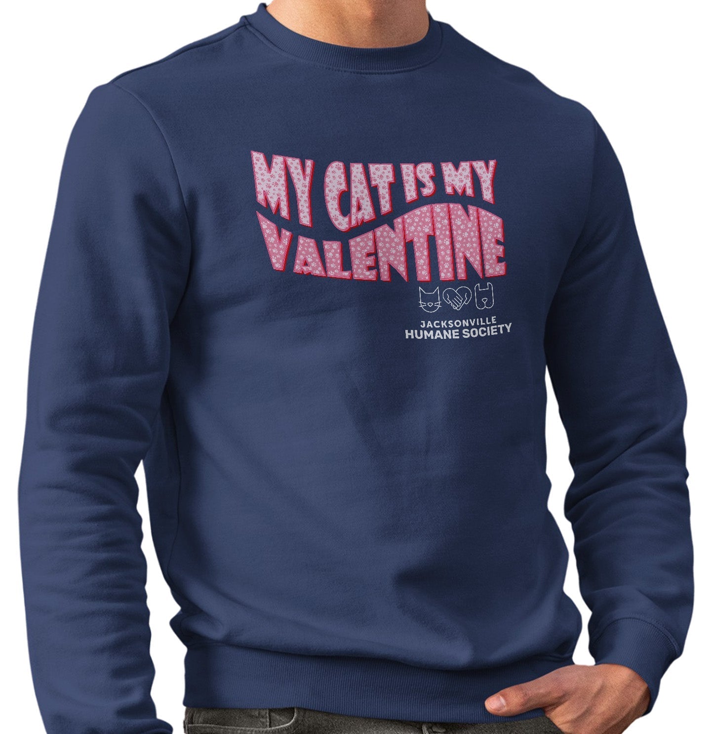 JHS My Cat Is My Valentine - Adult Unisex Crewneck Sweatshirt