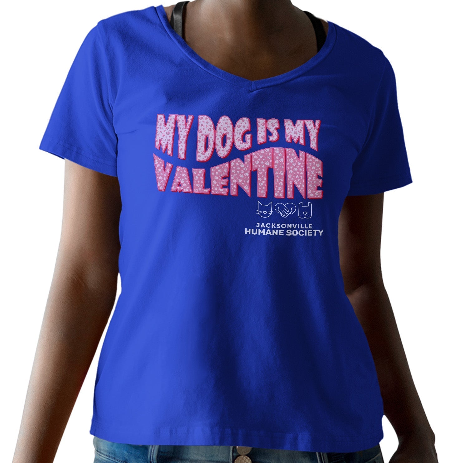 JHS My Dog Is My Valentine - Women's V-Neck T-Shirt