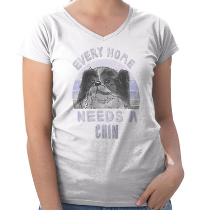 Every Home Needs a Japanese Chin - Women's V-Neck T-Shirt