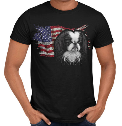 Patriotic Japanese Chin American Flag - Adult Unisex T-Shirt