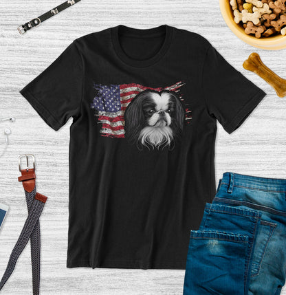 Patriotic Japanese Chin American Flag - Adult Unisex T-Shirt