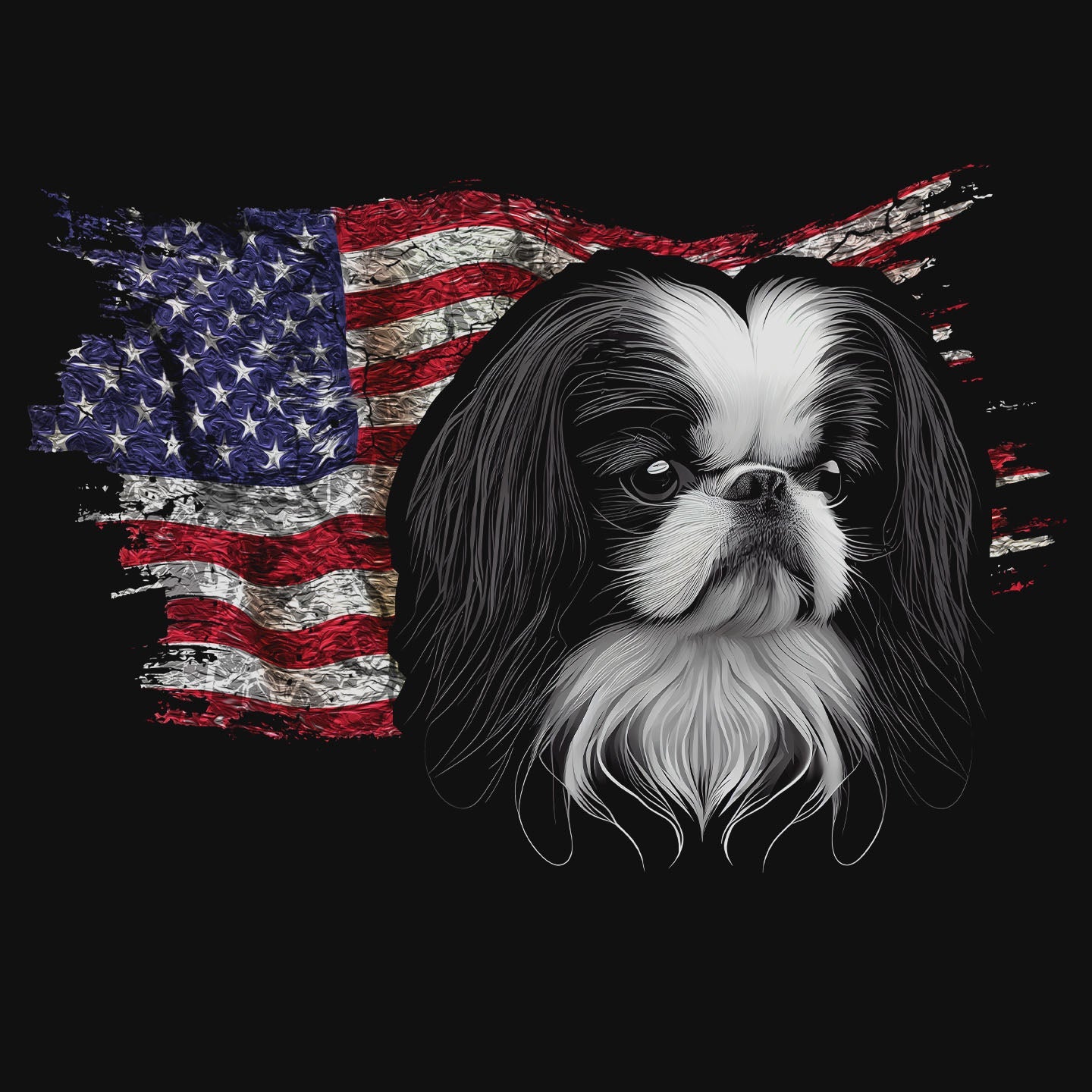 Patriotic Japanese Chin American Flag - Adult Unisex T-Shirt