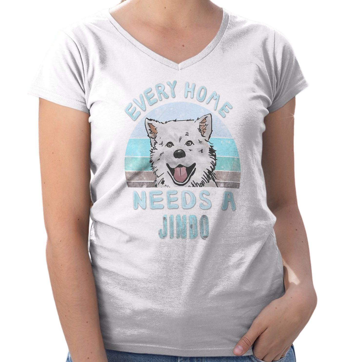 Every Home Needs a Jindo - Women's V-Neck T-Shirt