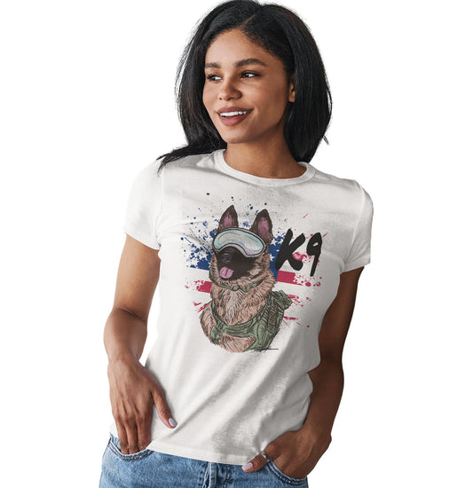 Military K9 German Shepherd - Women's Fitted T-Shirt
