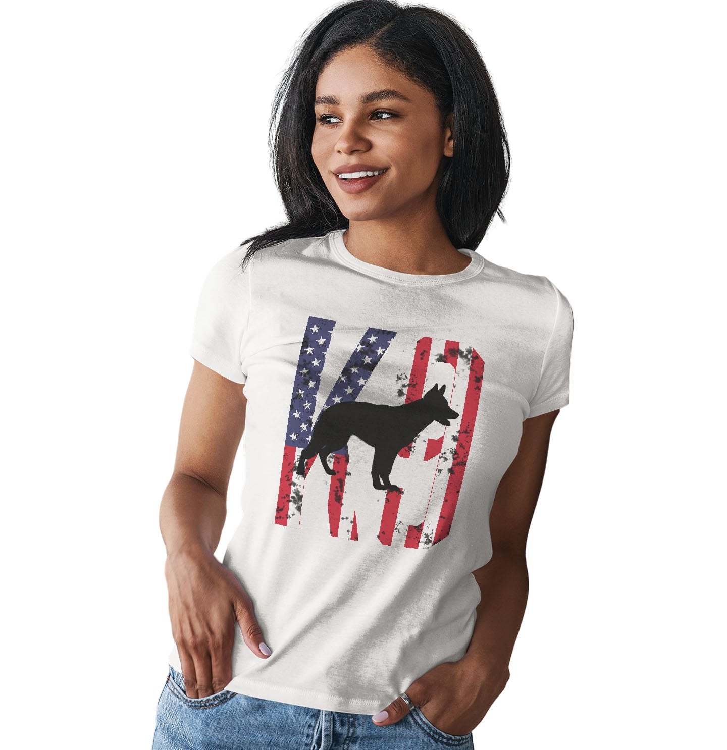 K9 German Shepherd Silhouette - Women's Fitted T-Shirt