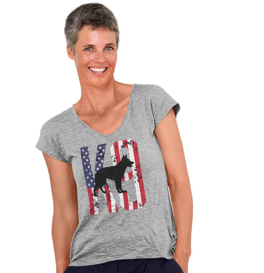K9 German Shepherd Silhouette - Women's V-Neck T-Shirt