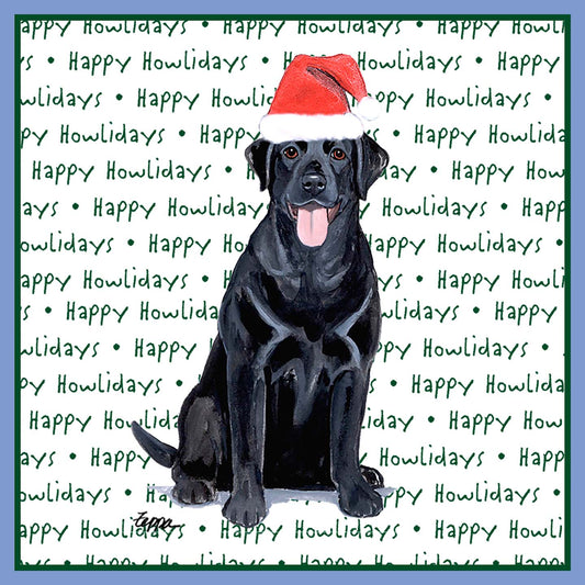 Black Labrador Retriever Happy Howlidays Text - Women's Tri-Blend T-Shirt