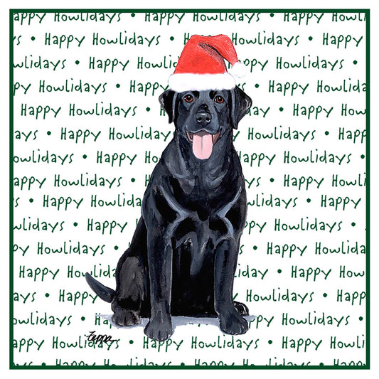 Black Labrador Retriever Happy Howlidays Text - Women's V-Neck T-Shirt