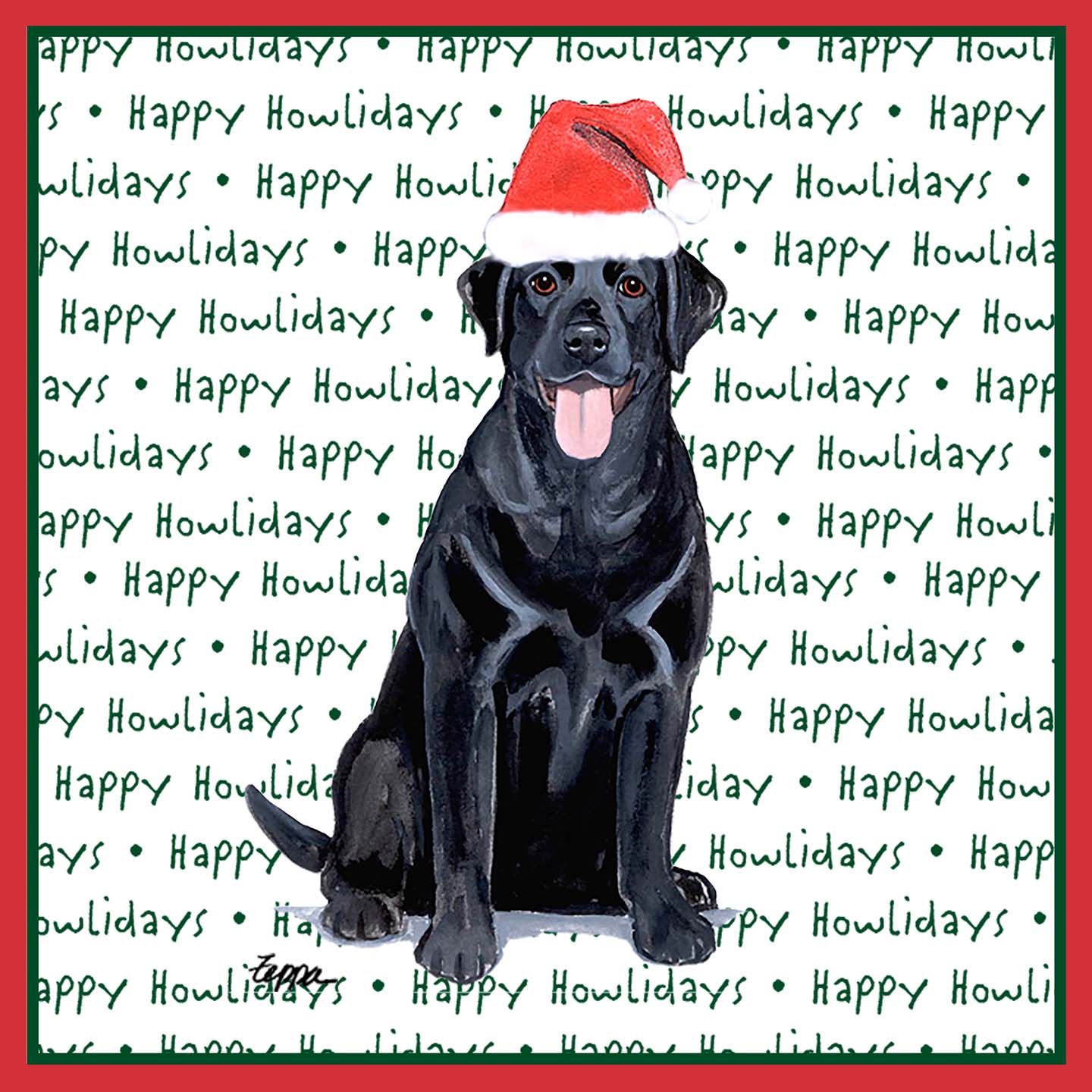 Black Labrador Retriever Happy Howlidays Text - Adult Unisex T-Shirt