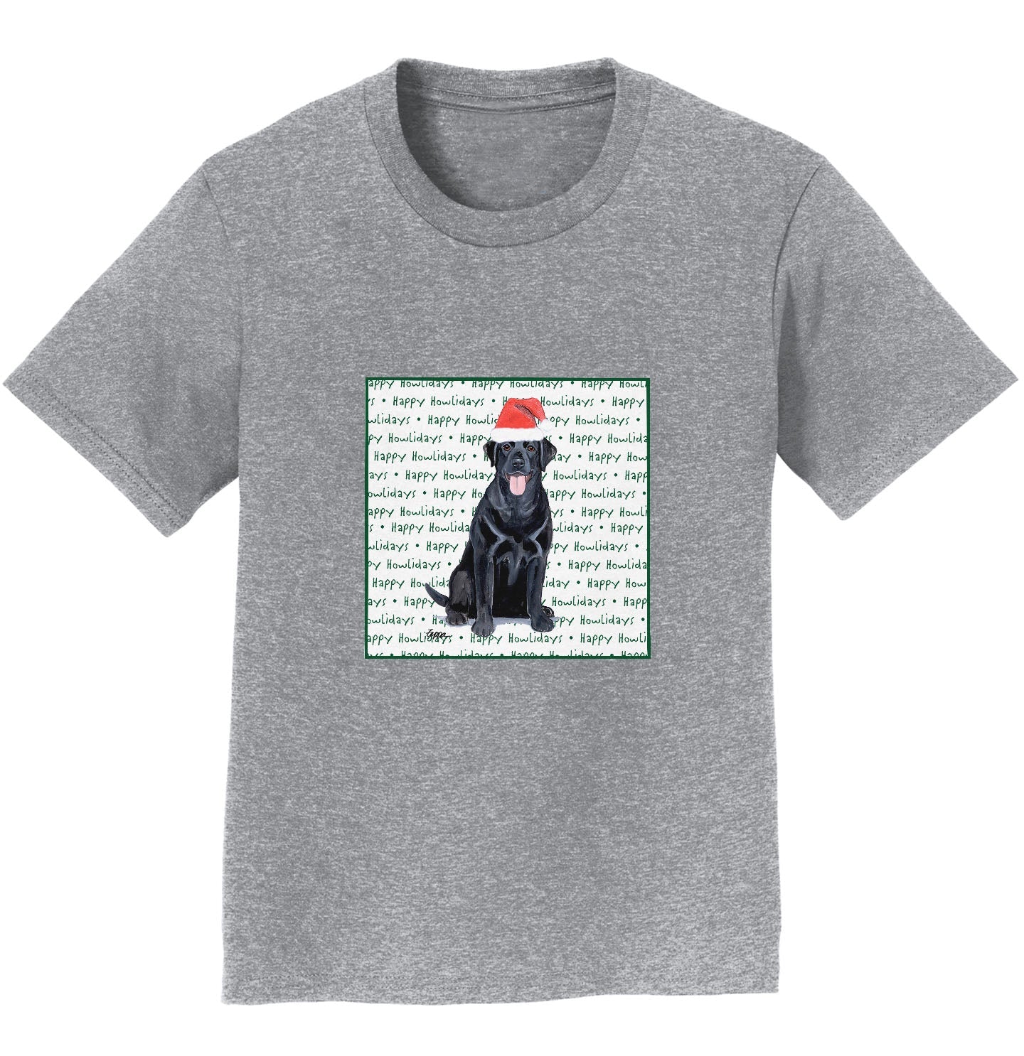 Black Labrador Retriever Happy Howlidays Text - Kids' Unisex T-Shirt