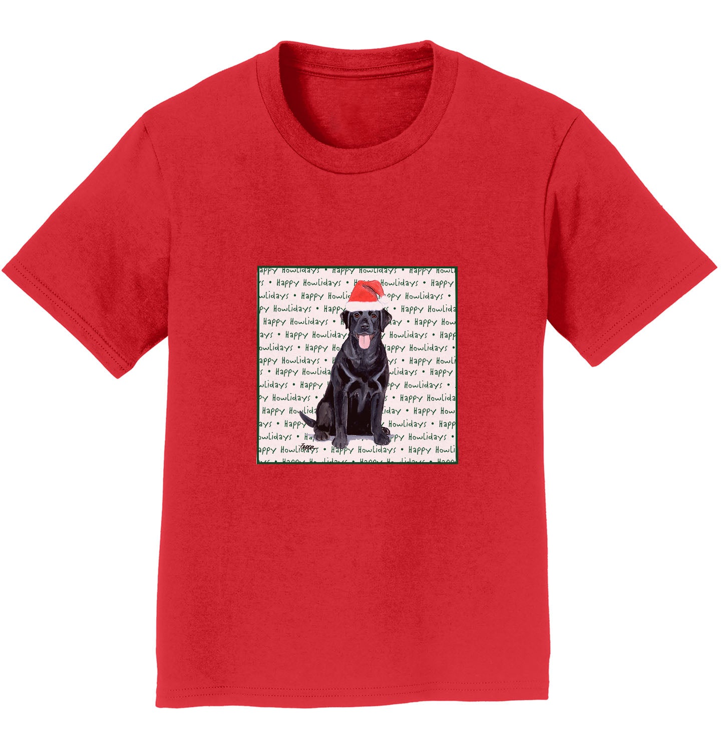 Black Labrador Retriever Happy Howlidays Text - Kids' Unisex T-Shirt