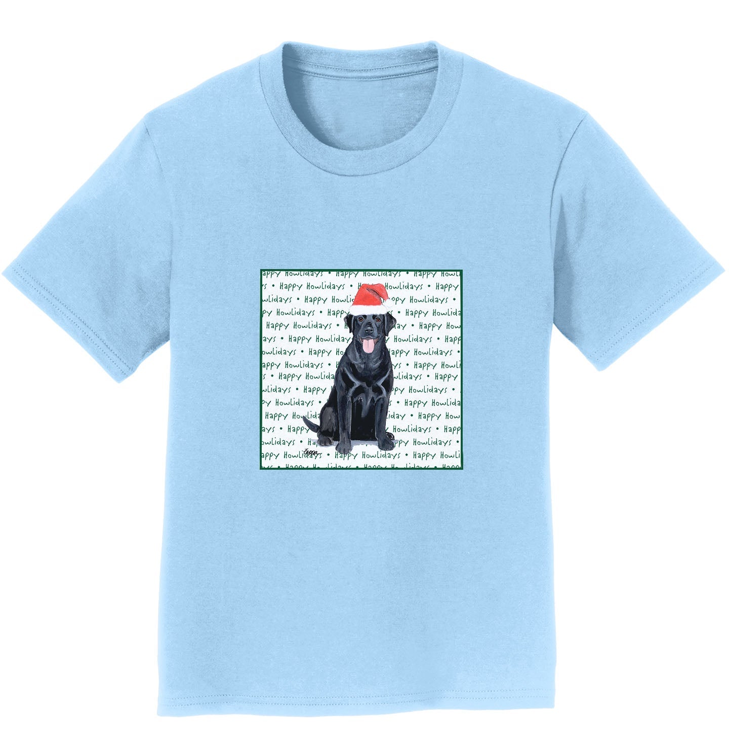 Black Labrador Retriever Happy Howlidays Text - Kids' Unisex T-Shirt