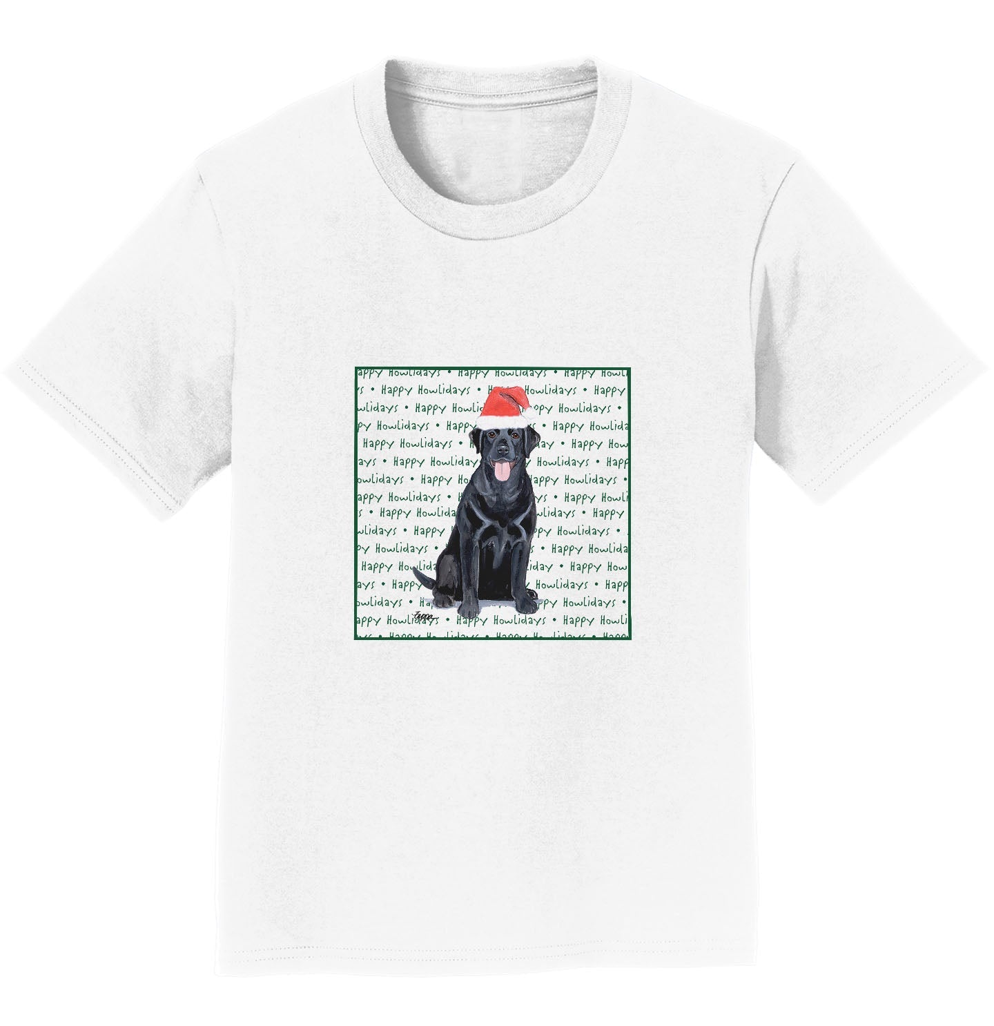 Black Labrador Retriever Happy Howlidays Text - Kids' Unisex T-Shirt