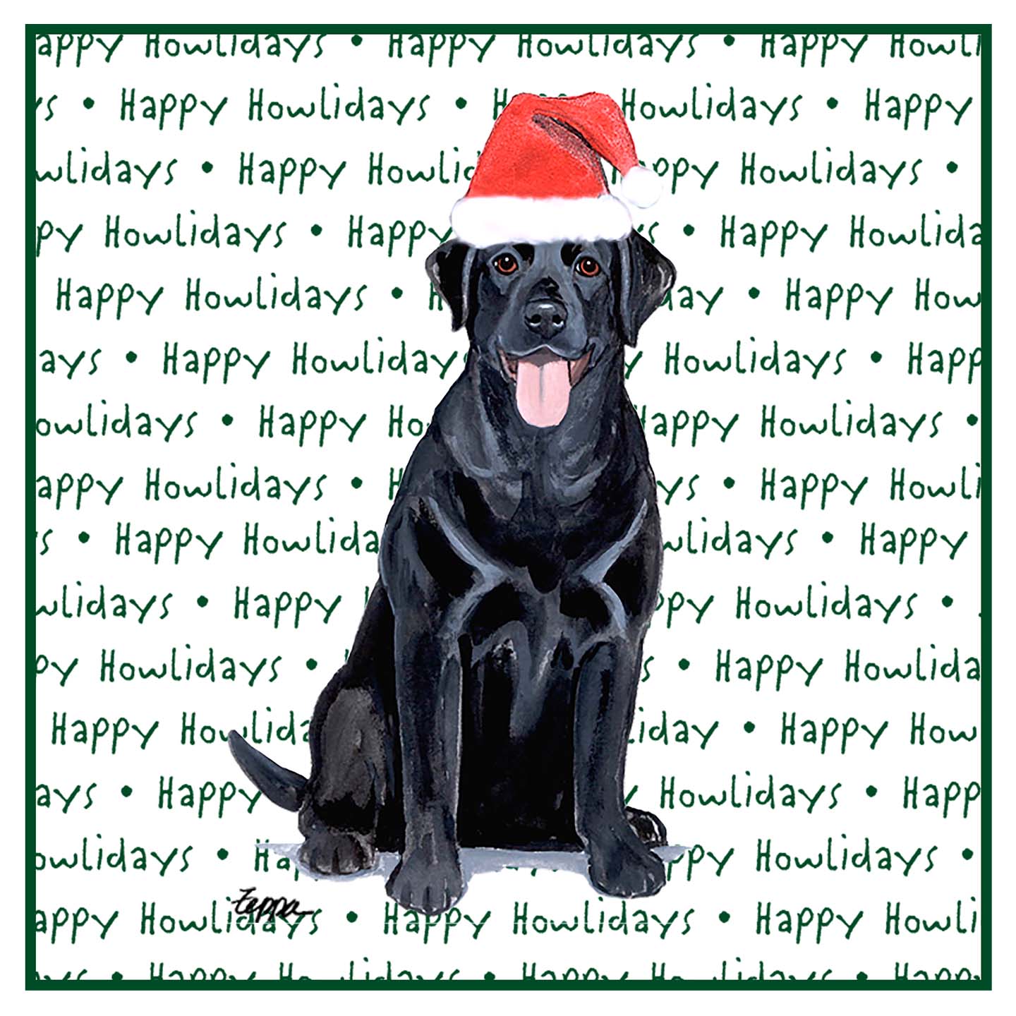 Black Labrador Retriever Happy Howlidays Text - Adult Unisex Hoodie Sweatshirt