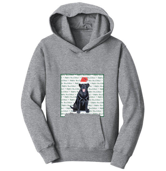 Black Labrador Retriever Happy Howlidays Text - Kids' Unisex Hoodie Sweatshirt