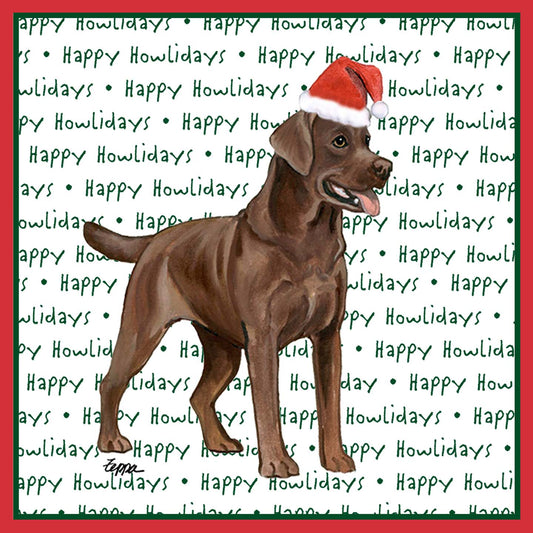 Chocolate Labrador Retriever Happy Howlidays Text - Adult Unisex Long Sleeve T-Shirt