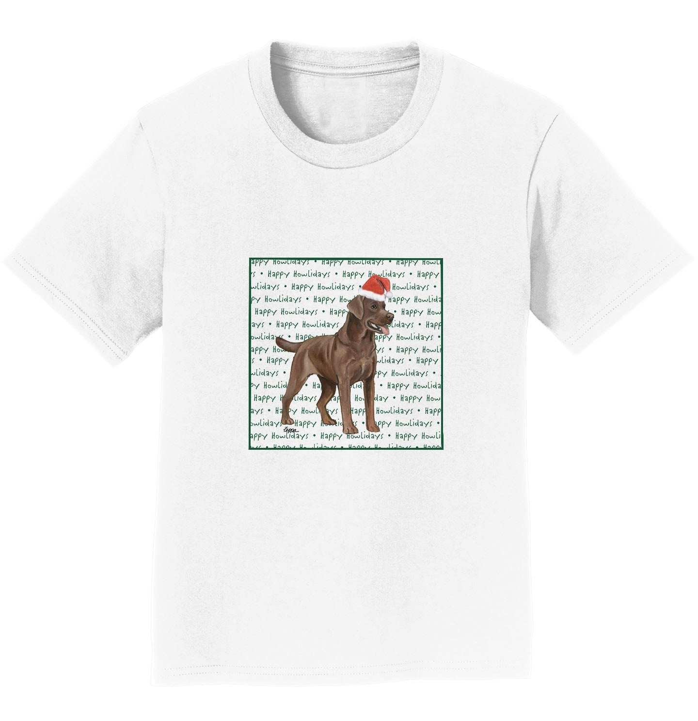 Chocolate Labrador Retriever Happy Howlidays Text - Kids' Unisex T-Shirt