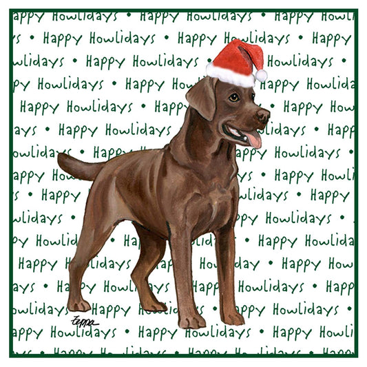 Chocolate Labrador Retriever Happy Howlidays Text - Adult Unisex Hoodie Sweatshirt