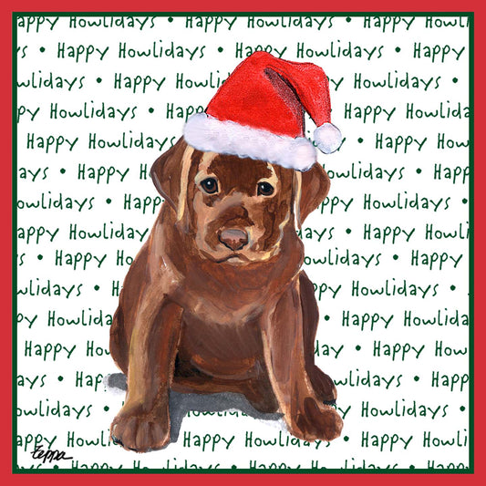 Chocolate Labrador Retriever Puppy Happy Howlidays Text - Kids' Unisex T-Shirt