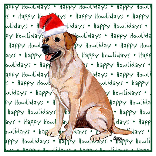 Yellow Labrador Retriever Happy Howlidays Text - Women's V-Neck T-Shirt