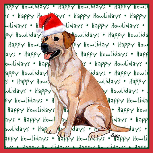 Yellow Labrador Retriever Happy Howlidays Text - Adult Unisex T-Shirt